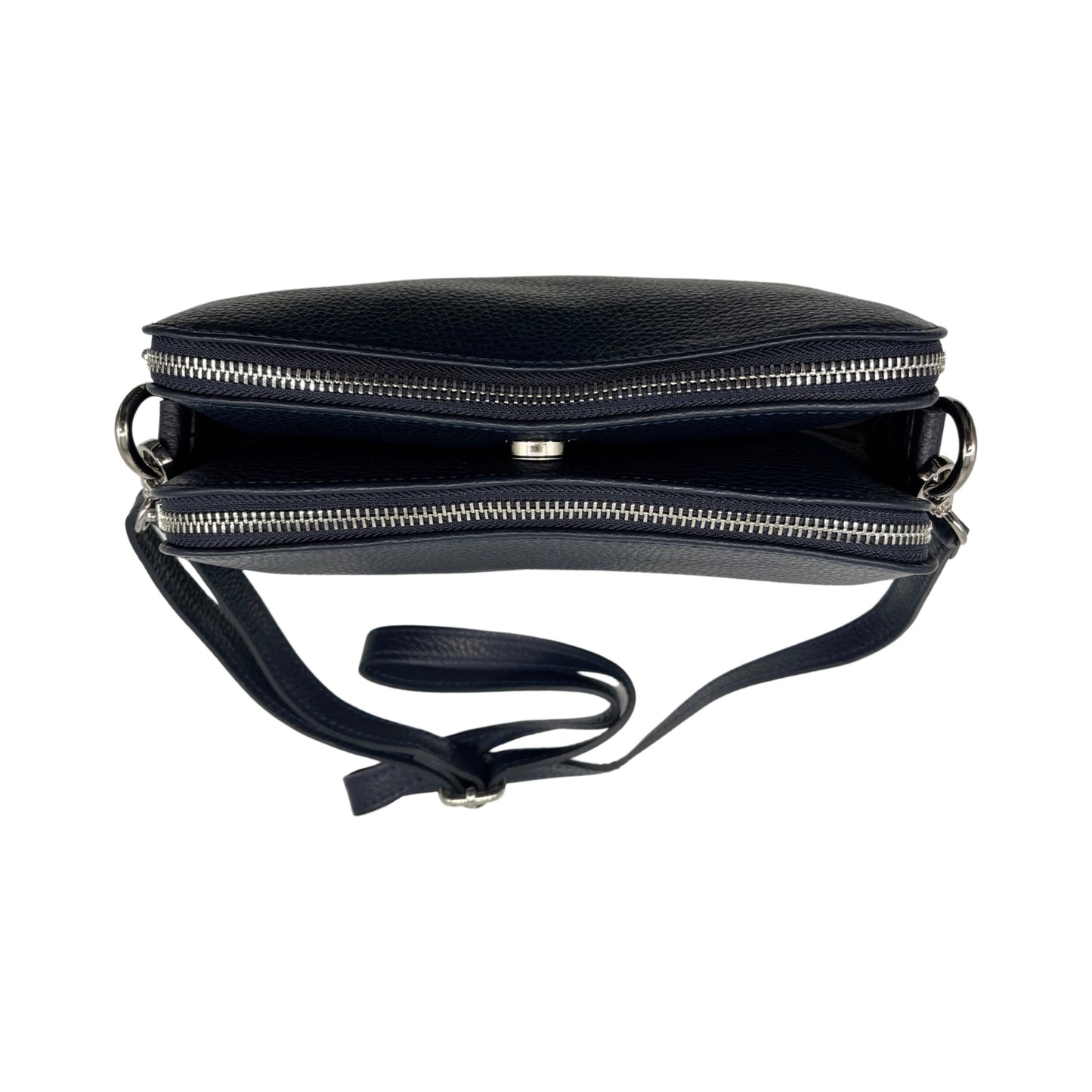 ALESSIA BLAUE, genarbte Ledertasche mit 3 Fächern