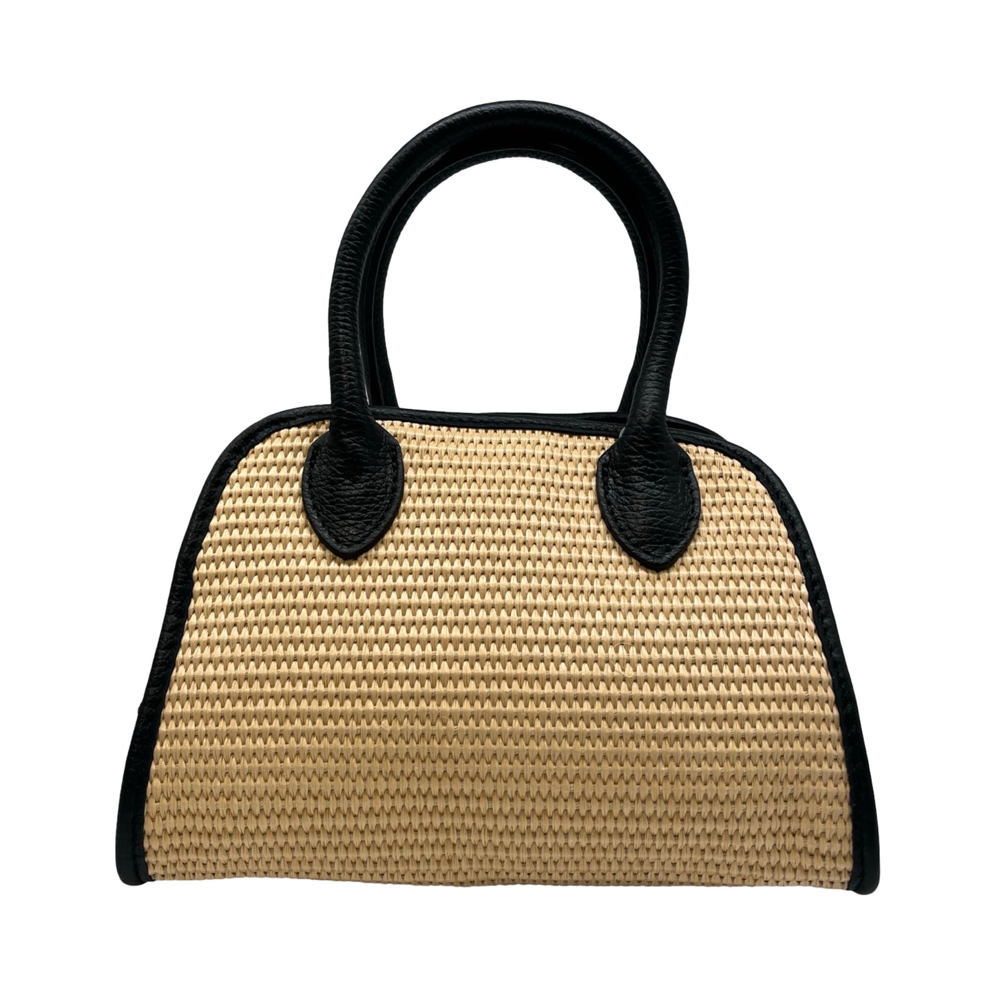 SAC A MAIN RAPHIA GARNI CUIR  MINI BENINE