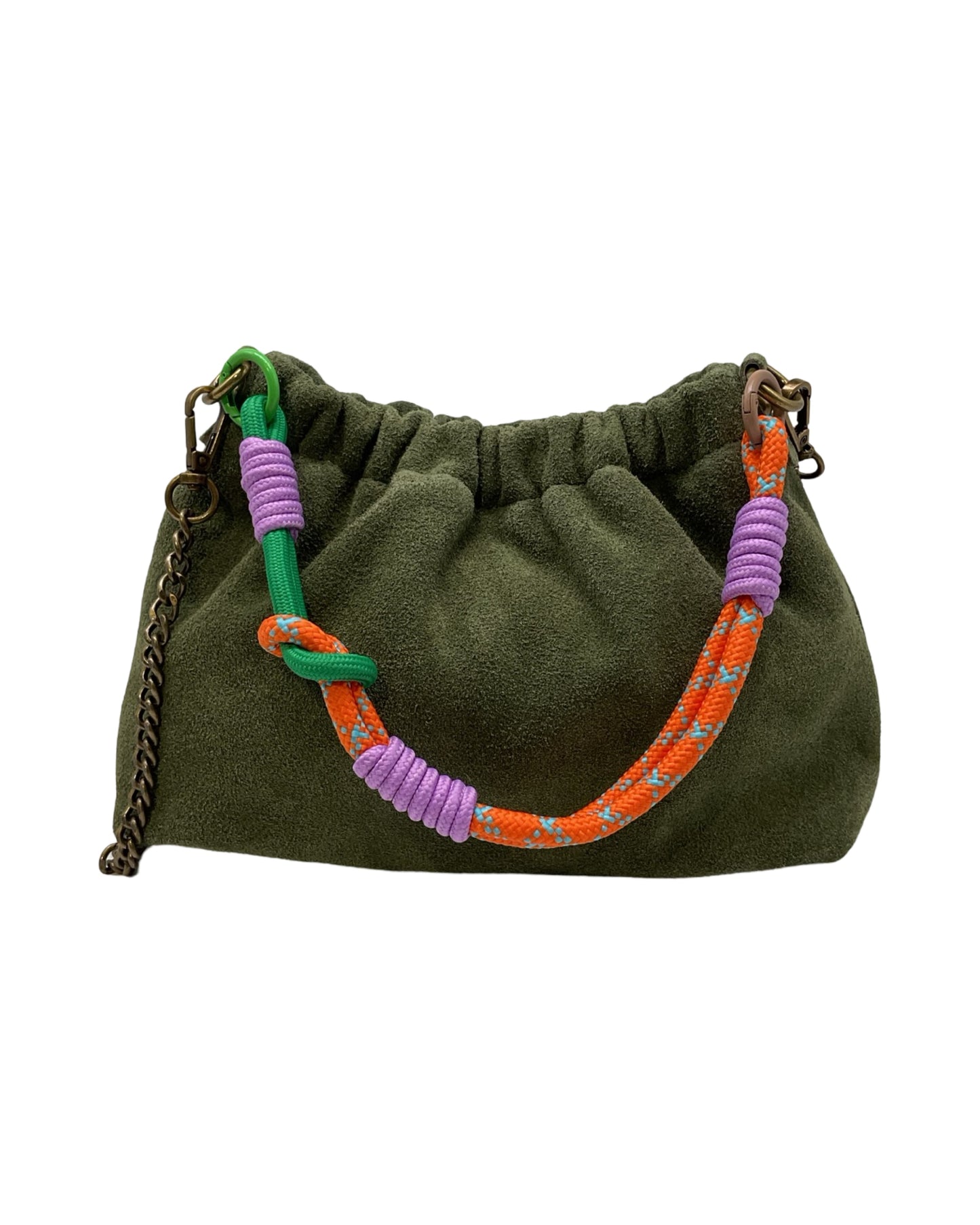 SAC DOUBLE BANDOULIERE CUIR SUEDE PLISSA