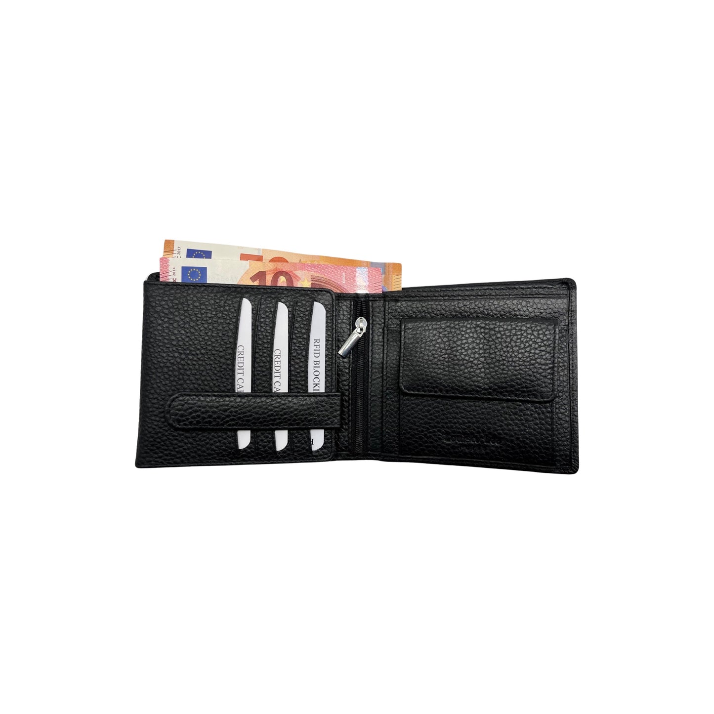 PORTE FEUILLE ITALIENNE CUIR GRAINE MATHIS NOIR
