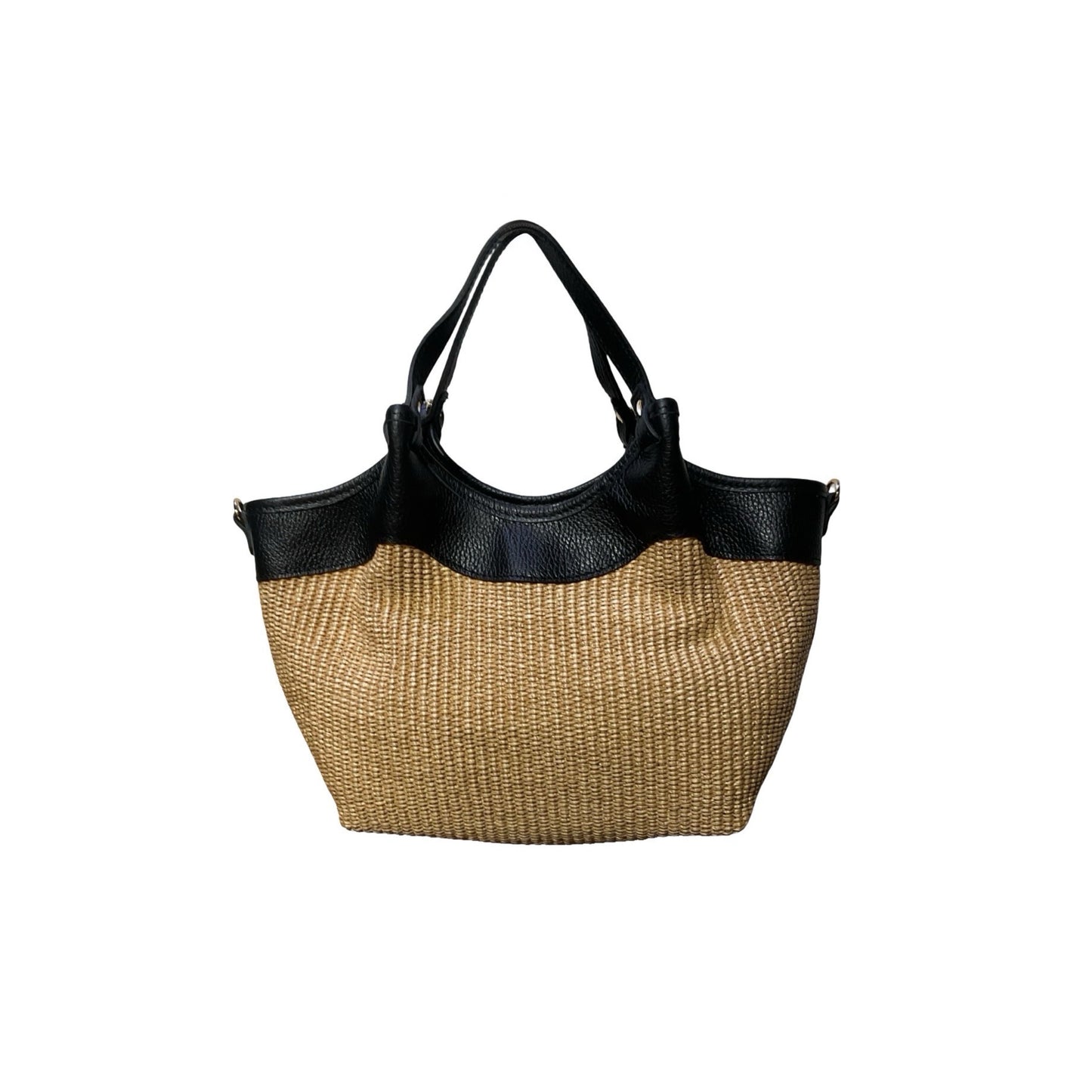 SAC A MAIN RAPHIA GARNI CUIR OLGA MEDIUM