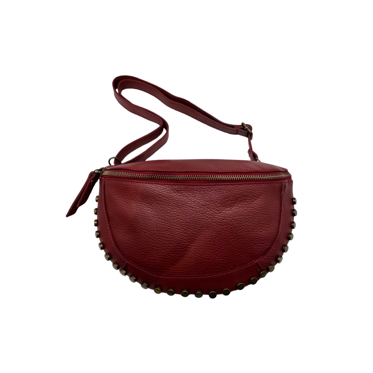 SAC BANANE CUIR GRAINE  CLOUTE