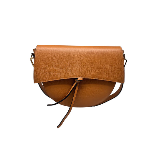 IVANA CAMEL GRAINED LEATHER SHOULDER BAG