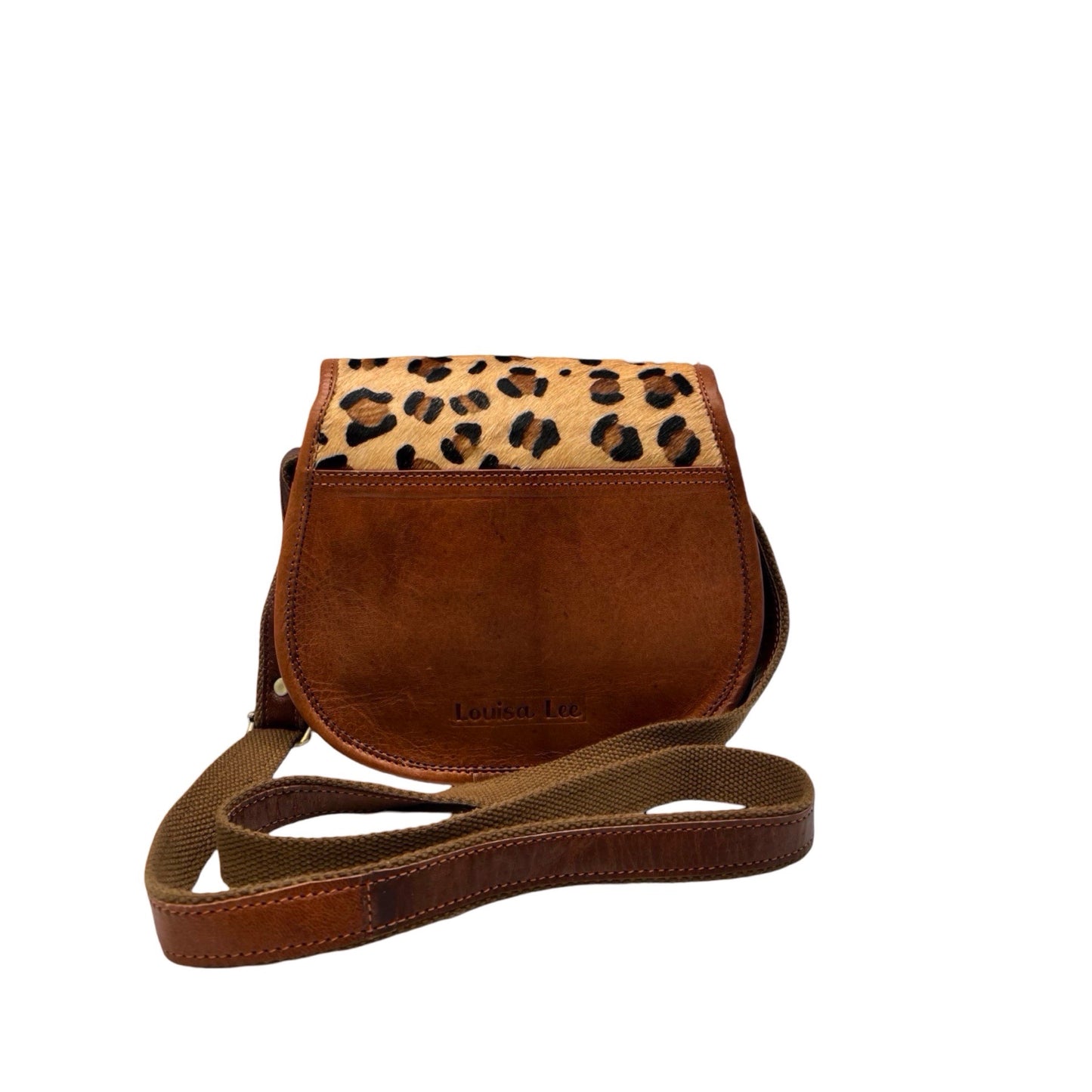 SAC BANDOULIERE CUIR LAITITIA FINITION LEOPARD