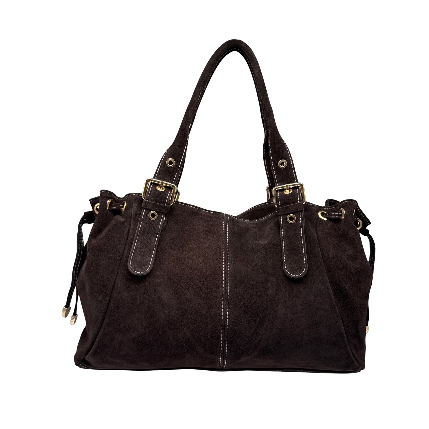 SAC CUIR SUEDE LACET LARGE
