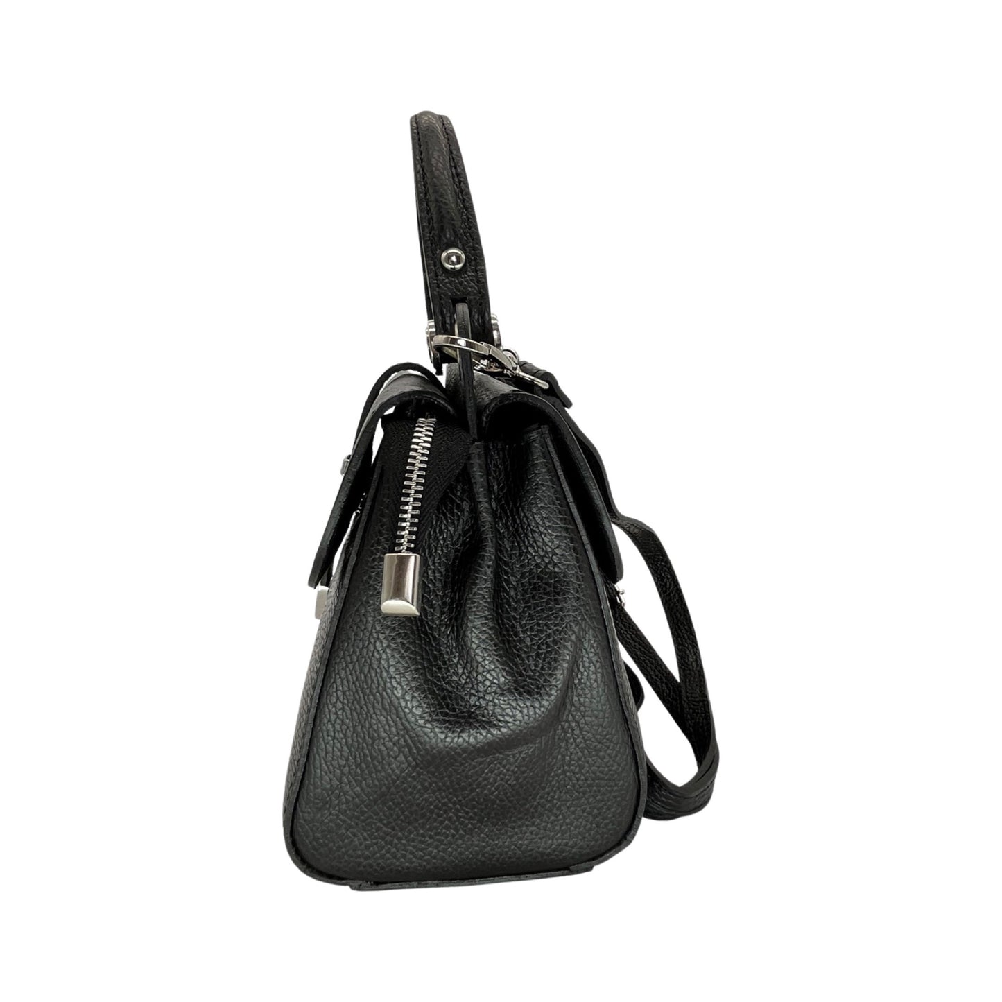 LAURAY GRAINED LEATHER HAND BAG BLACK