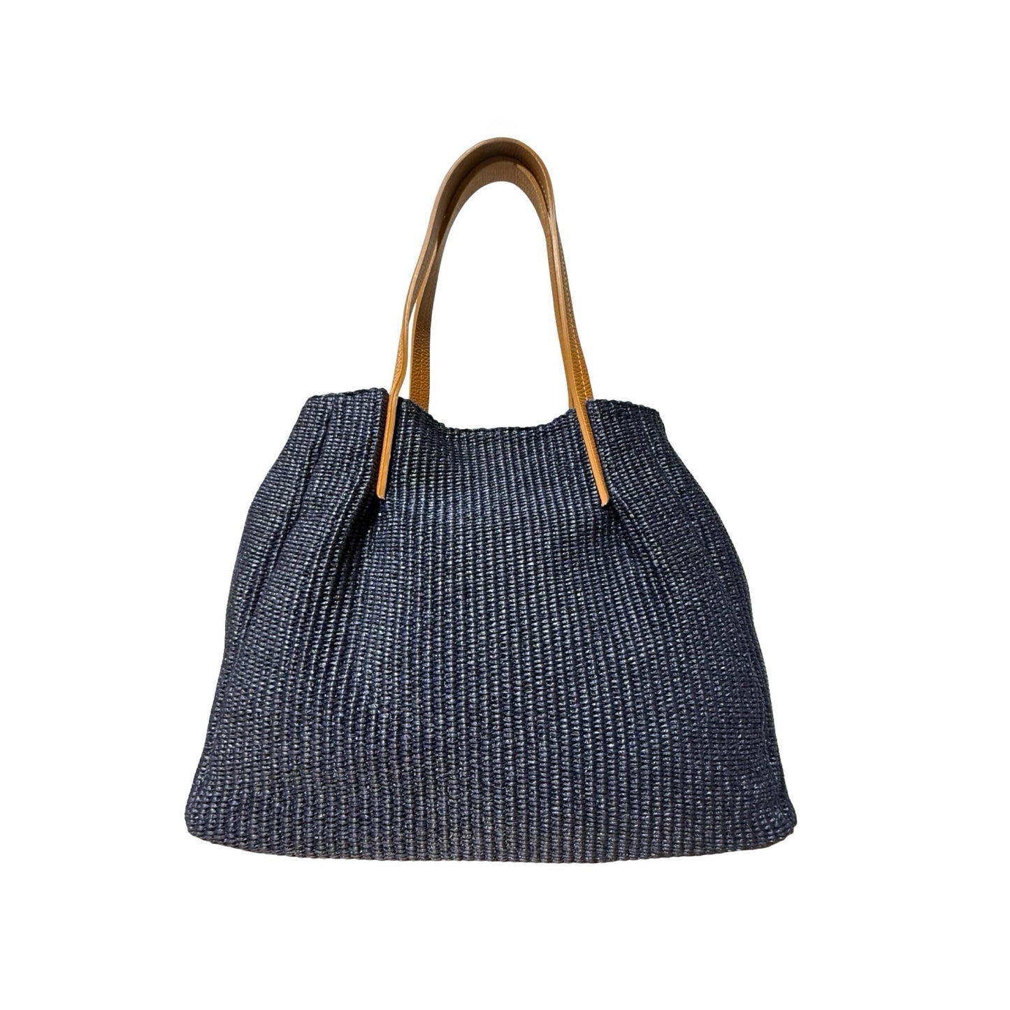 SAC A MAIN RAPHIA GARNI CUIR LARGE