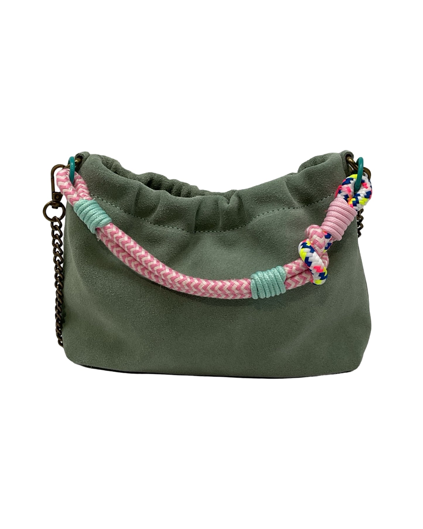 SAC DOUBLE BANDOULIERE CUIR SUEDE PLISSA