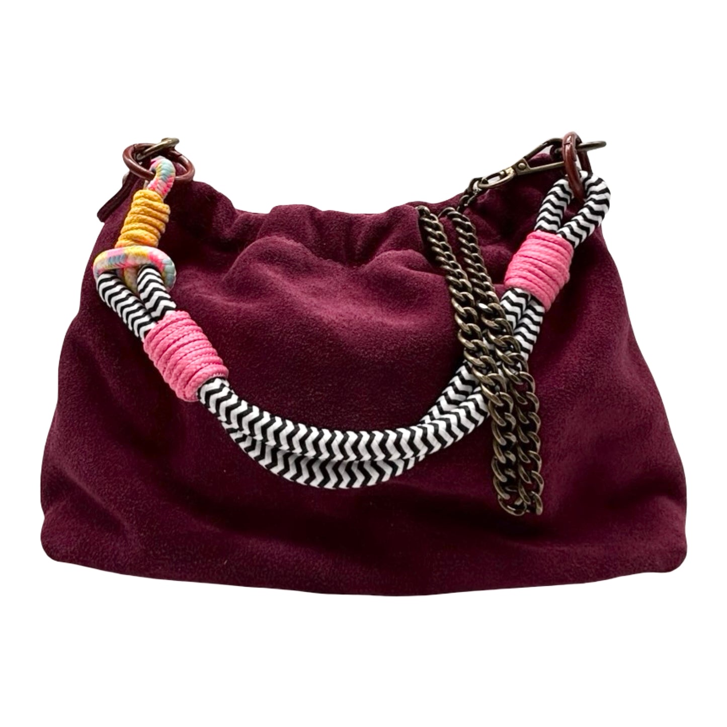 SAC DOUBLE BANDOULIERE CUIR SUEDE PLISSA