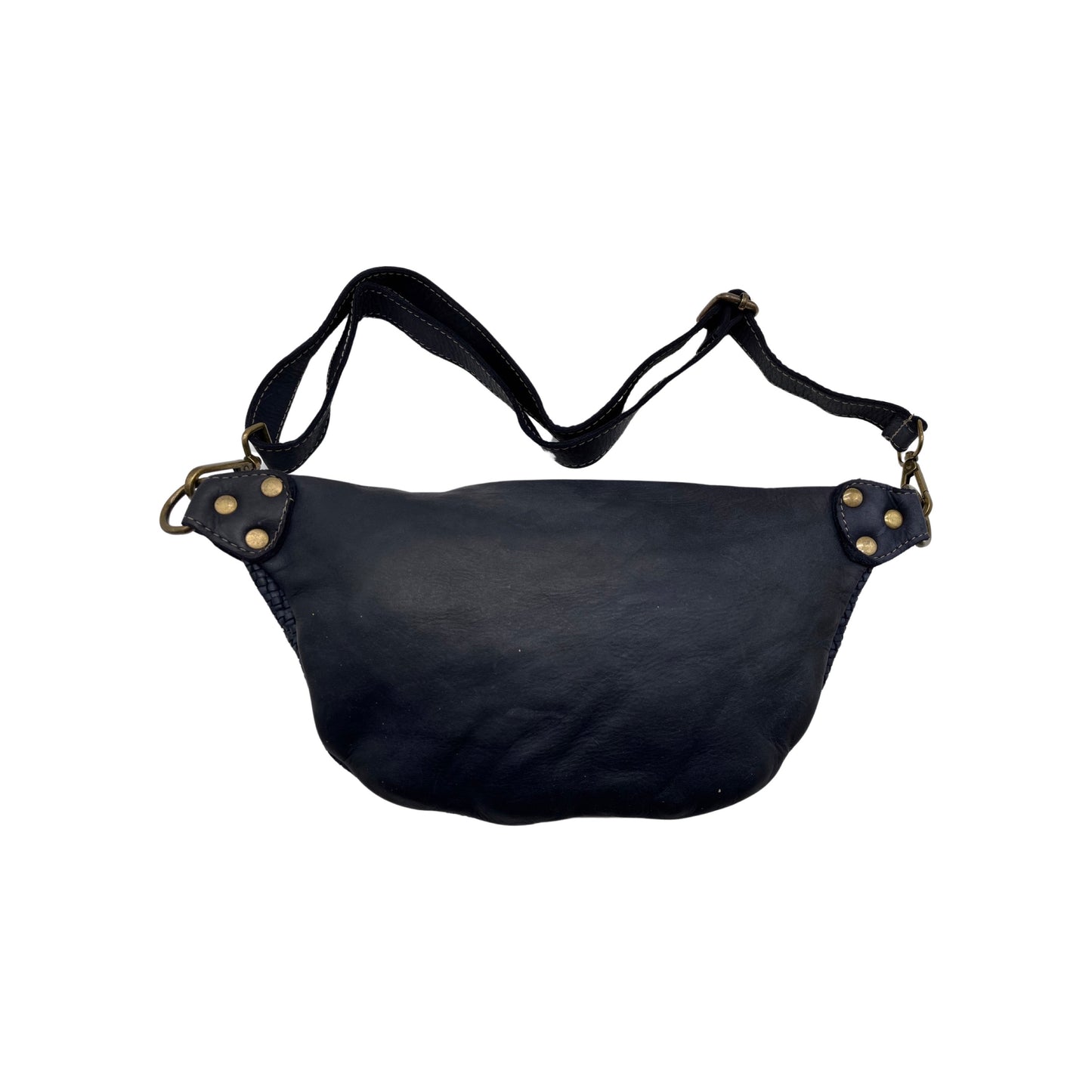 SAC BANANE CUIR WASHED TRESSE LUNA BLEU