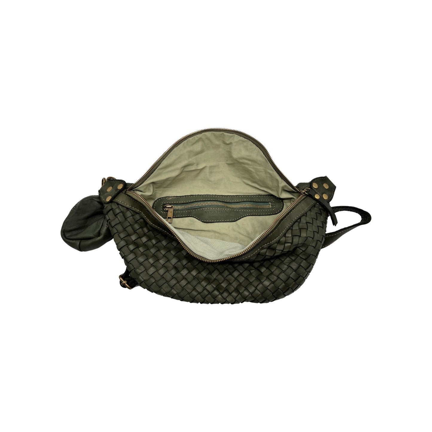 GRÜNE AMBRA-GÜRTELTASCHE AUS GEWASCHTEM LEDER