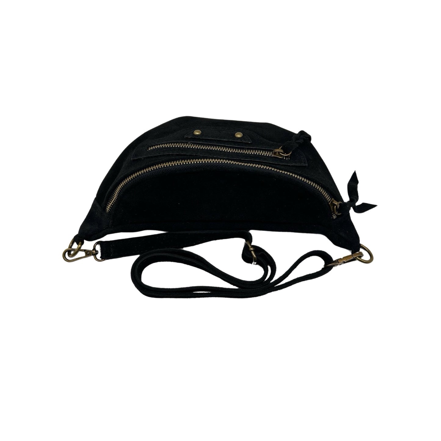 GÜRTELTASCHE AUS SCHWARZEM JADE-WILDLEDER