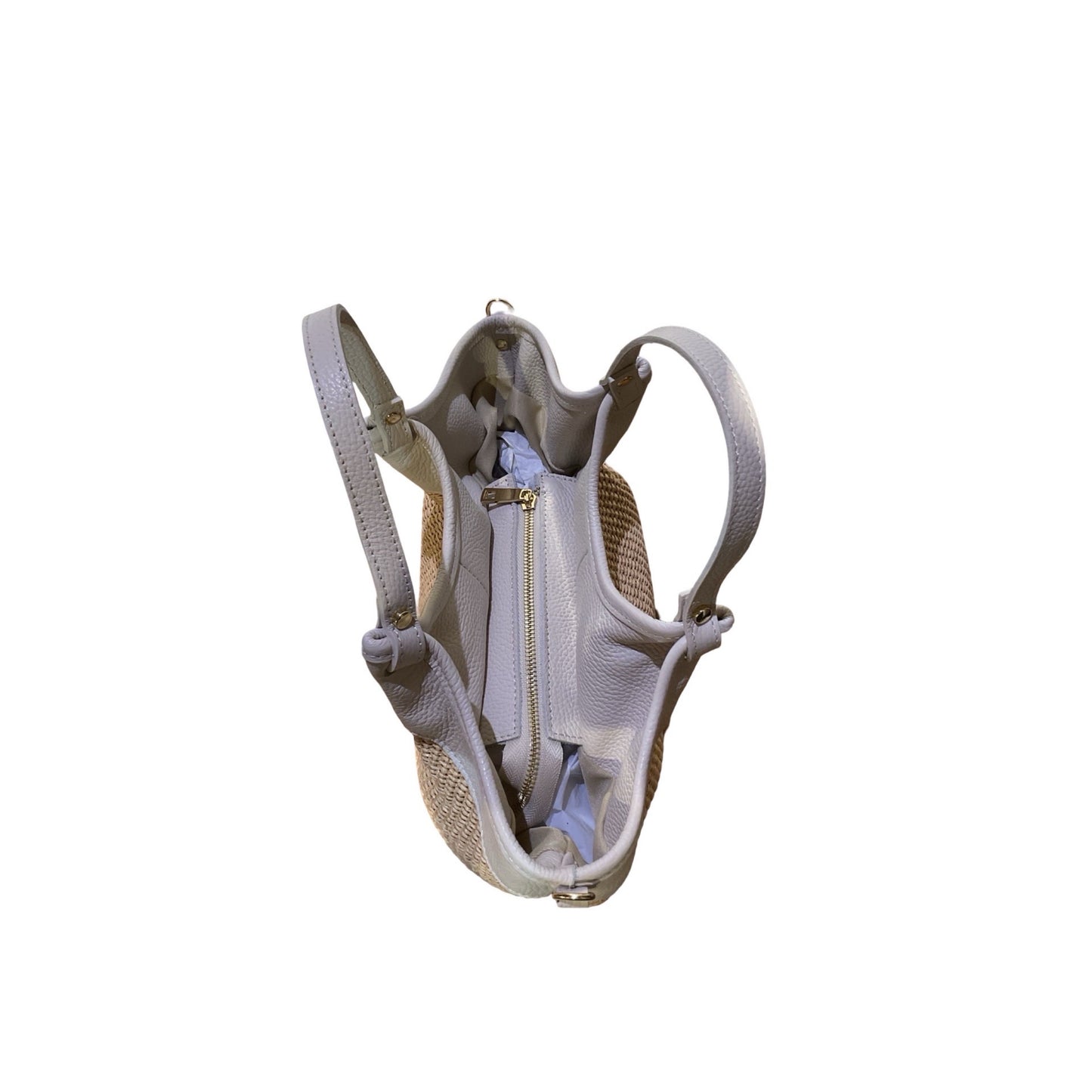 SAC A MAIN RAPHIA GARNI CUIR OLGA MEDIUM