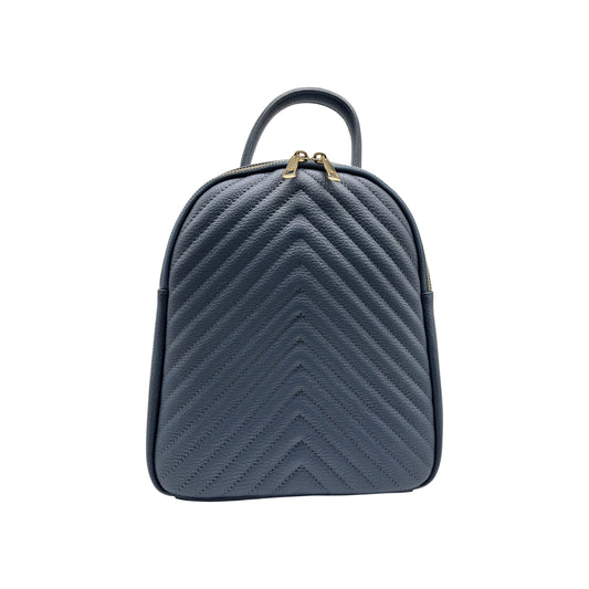 VALERIE BLAUER RUCKSACK AUS genarbtem Leder