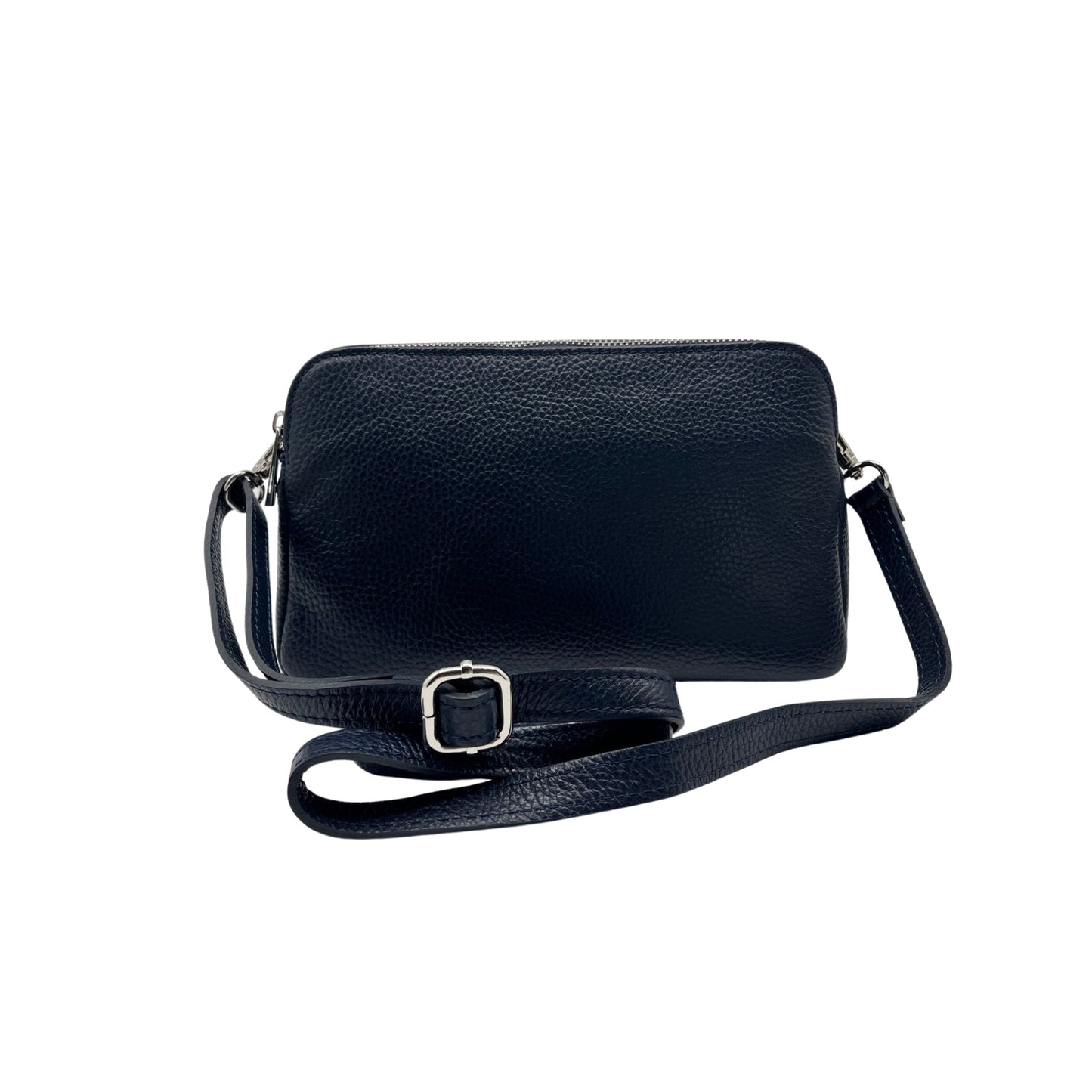 ALESSIA BLAUE, genarbte Ledertasche mit 3 Fächern
