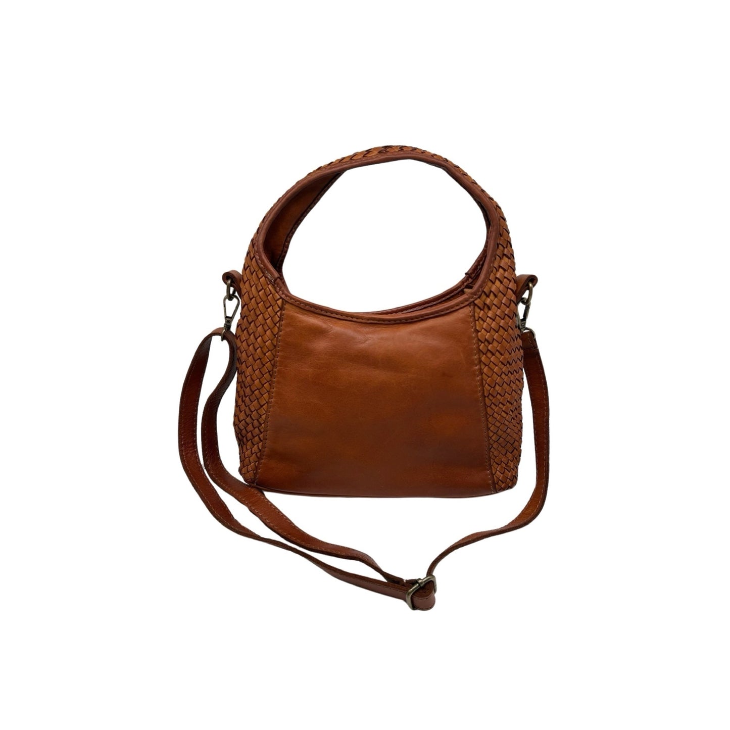 SAC A MAIN TRESSE COTE CUIR WASHED BLANCA