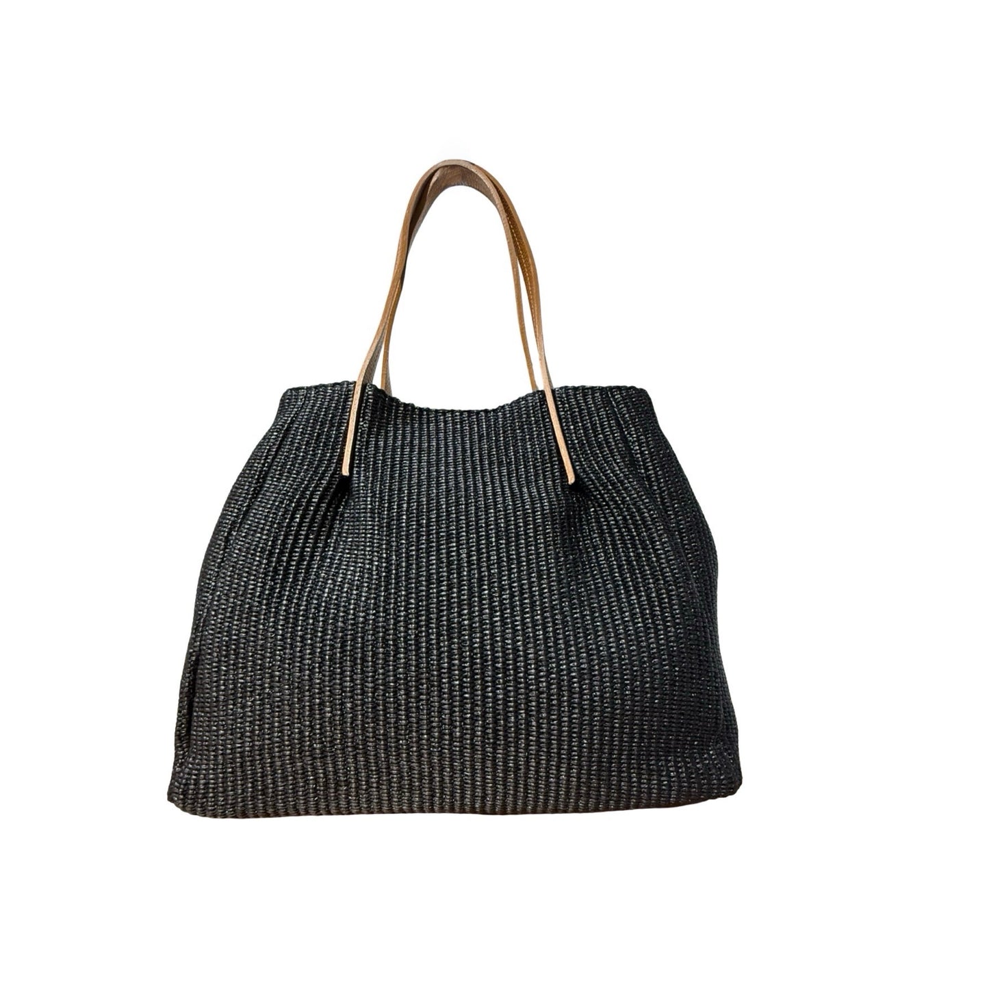 SAC A MAIN RAPHIA GARNI CUIR LARGE