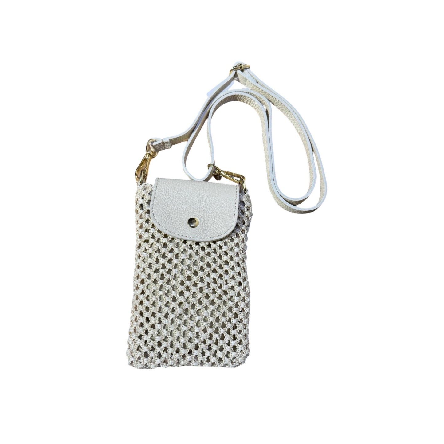 SAC TELEPHONE RAPHIA LARGE GARNI CUIR