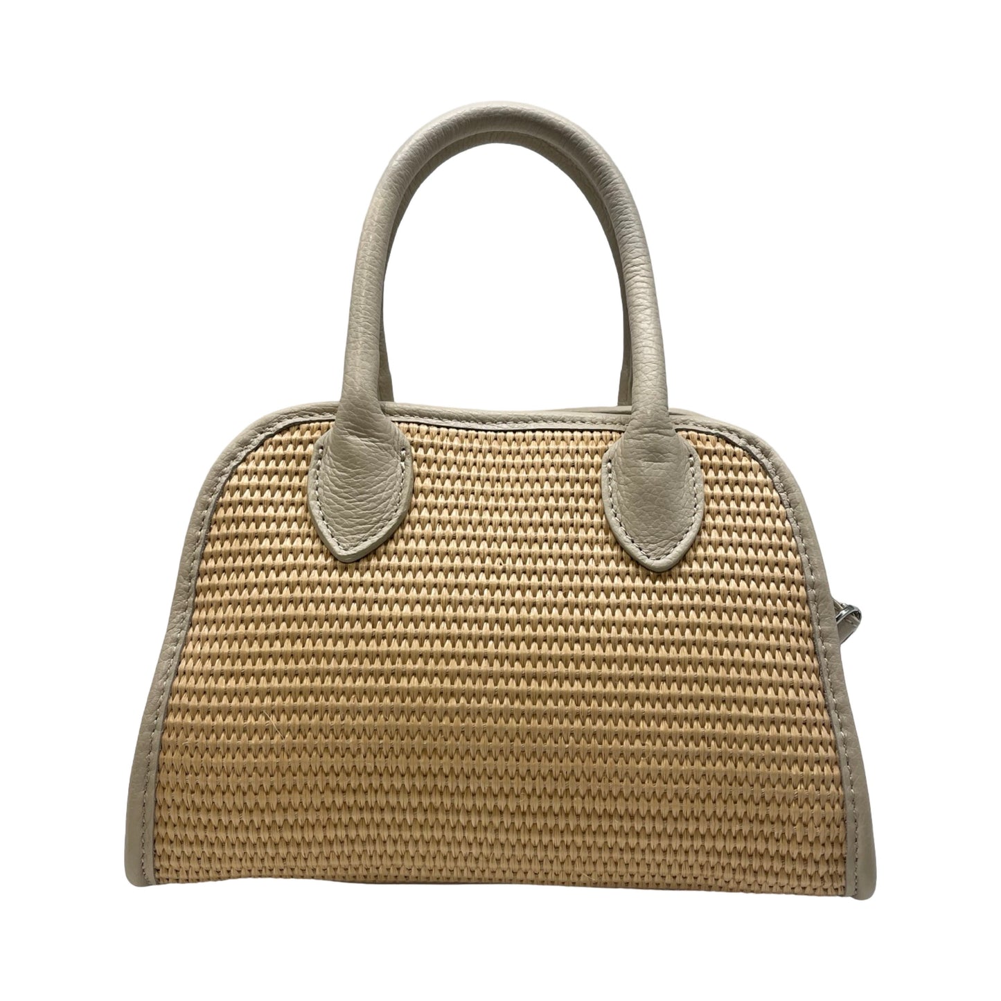 SAC A MAIN RAPHIA GARNI CUIR  MINI BENINE