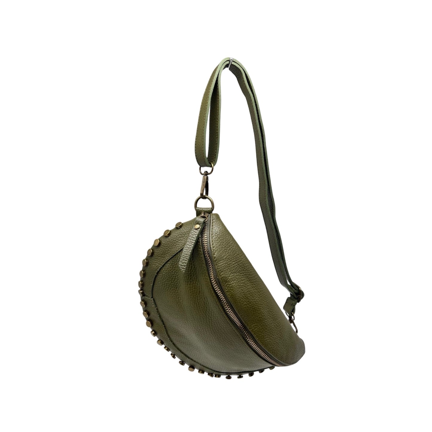 SAC BANANE CUIR GRAINE  CLOUTE