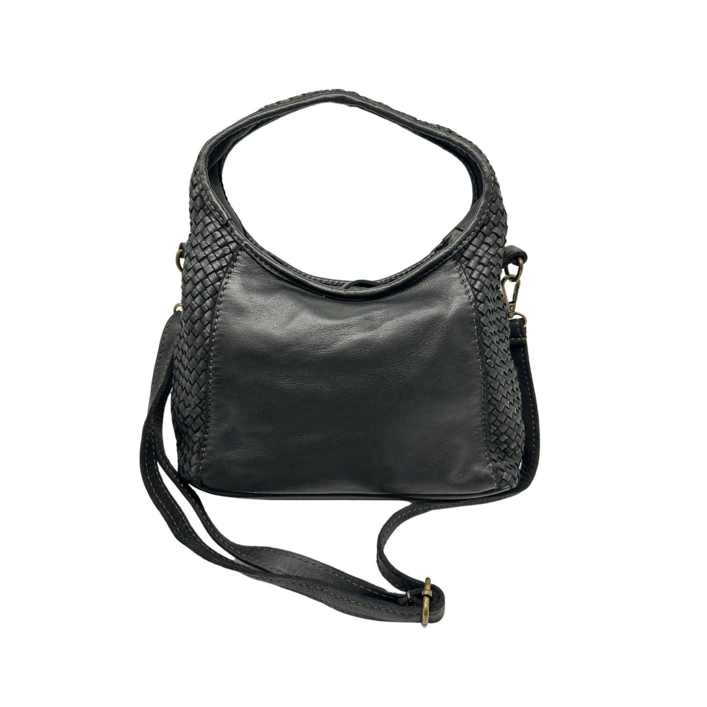 SAC A MAIN TRESSE COTE CUIR WASHED BLANCA