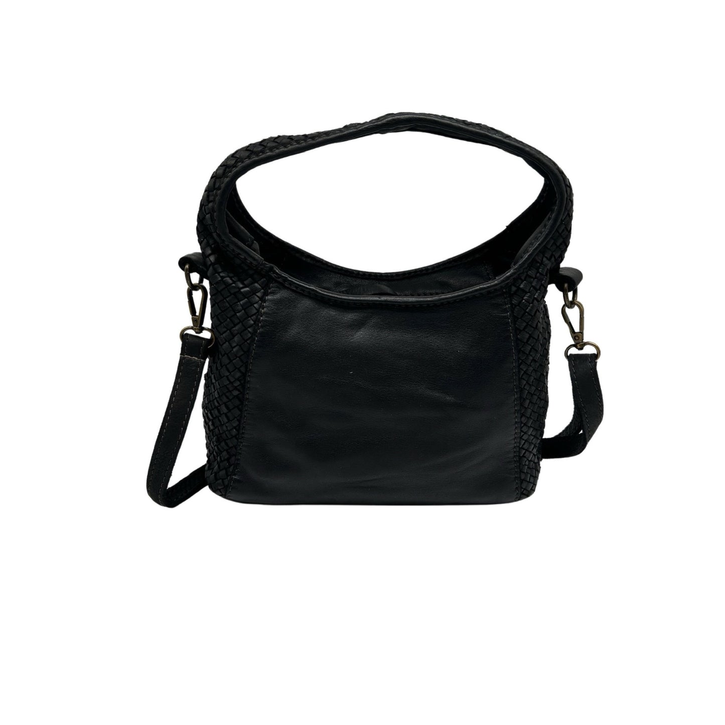 SAC A MAIN TRESSE COTE CUIR WASHED BLANCA