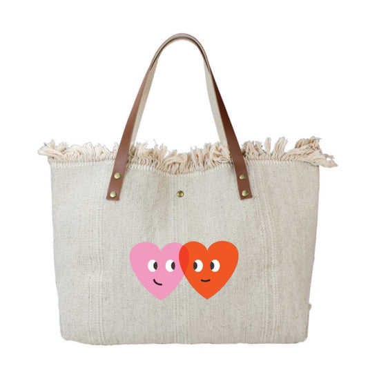 SAC COTTON GARNI CUIR DOUBLE COEUR