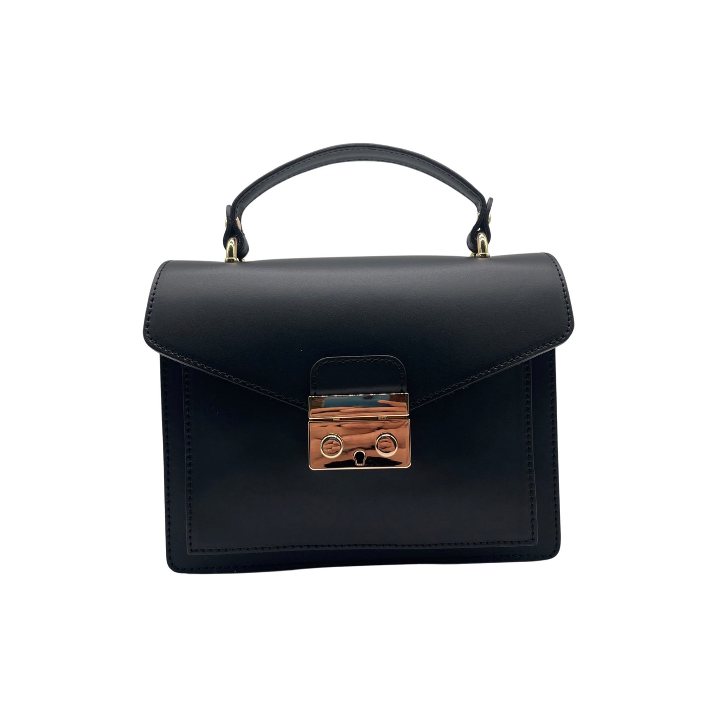 SAC PORTE MAIN CUIR LISSE DELIA NOIR