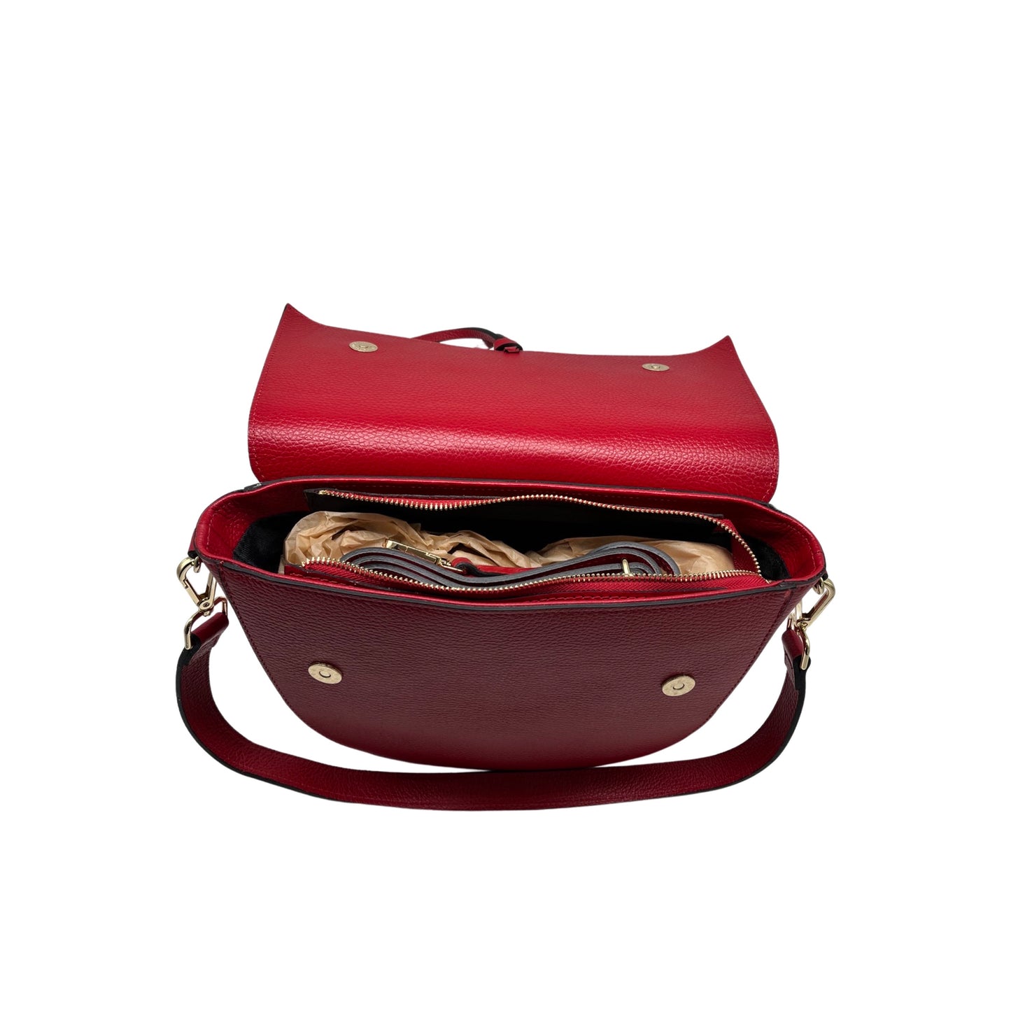 SAC EPAULE CUIR GRAINE IVANA ROUGE