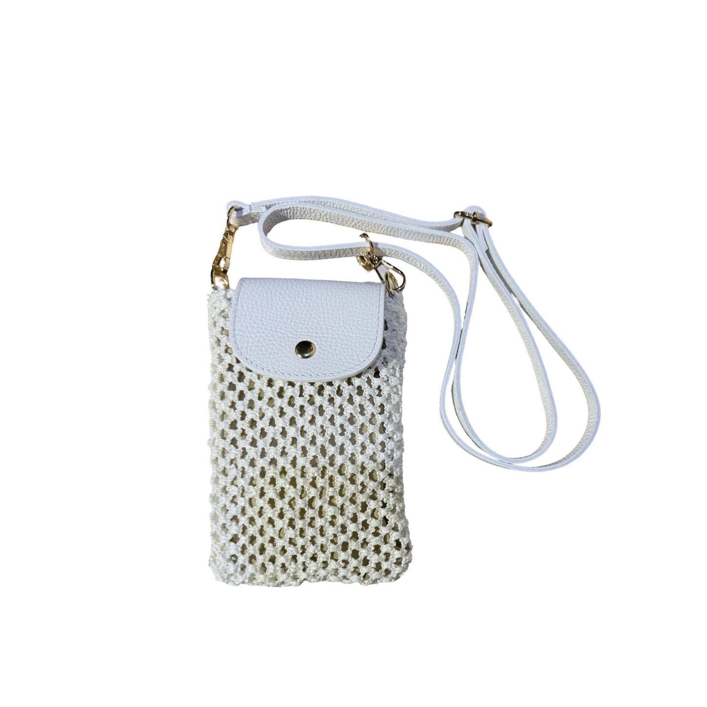 SAC TELEPHONE RAPHIA LARGE GARNI CUIR