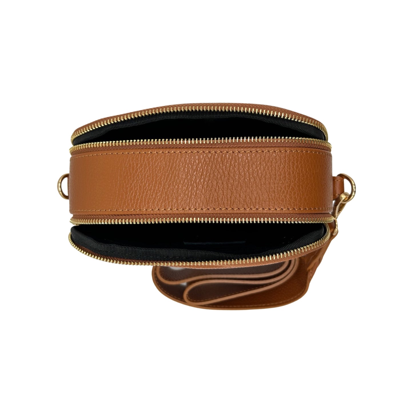 Umhängetasche LEDA aus genarbtem Leder, Kamel