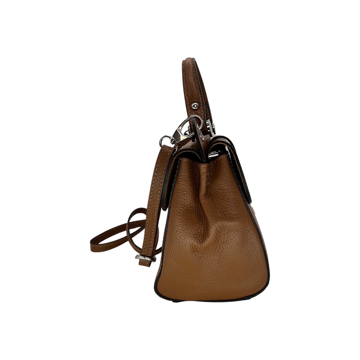 LAURAY GRAINED LEATHER HAND BAG CAMEL
