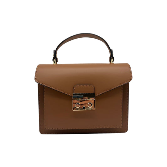 DELIA CAMEL SMOOTH COWLIGHT LEATHER HANDLE BAG