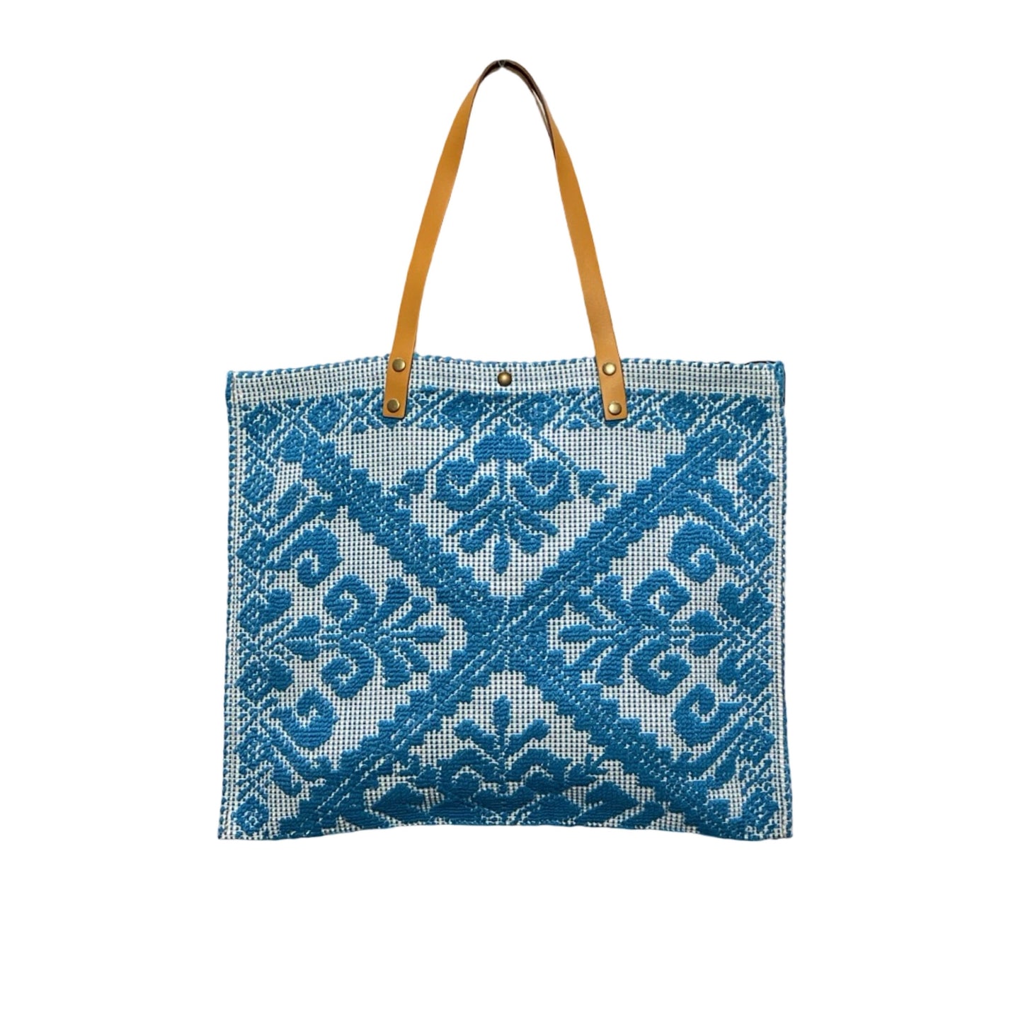 GRAND CABAS EN TAPISSERIE GARNI CUIR