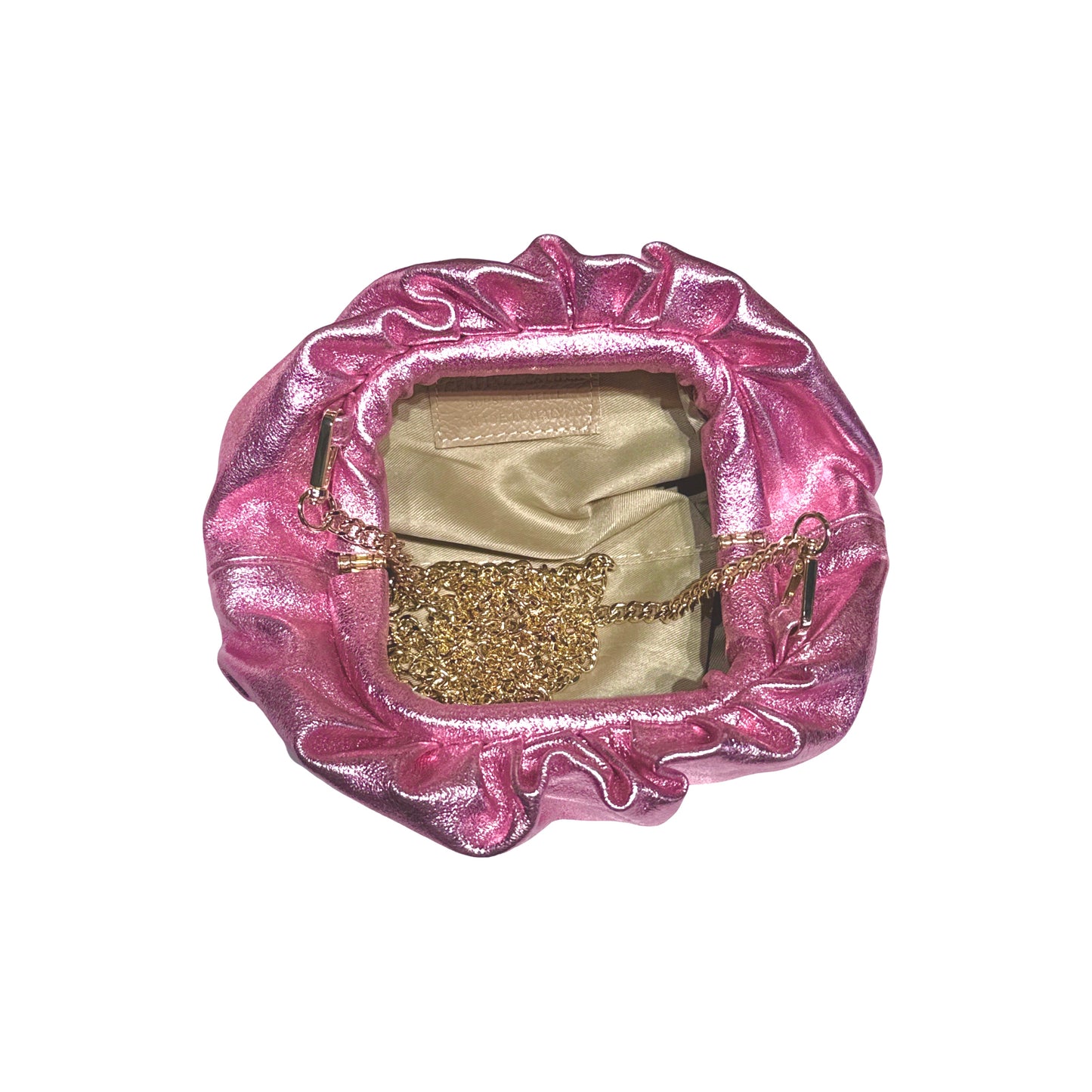 Sac plissé cuir irisé Chainette