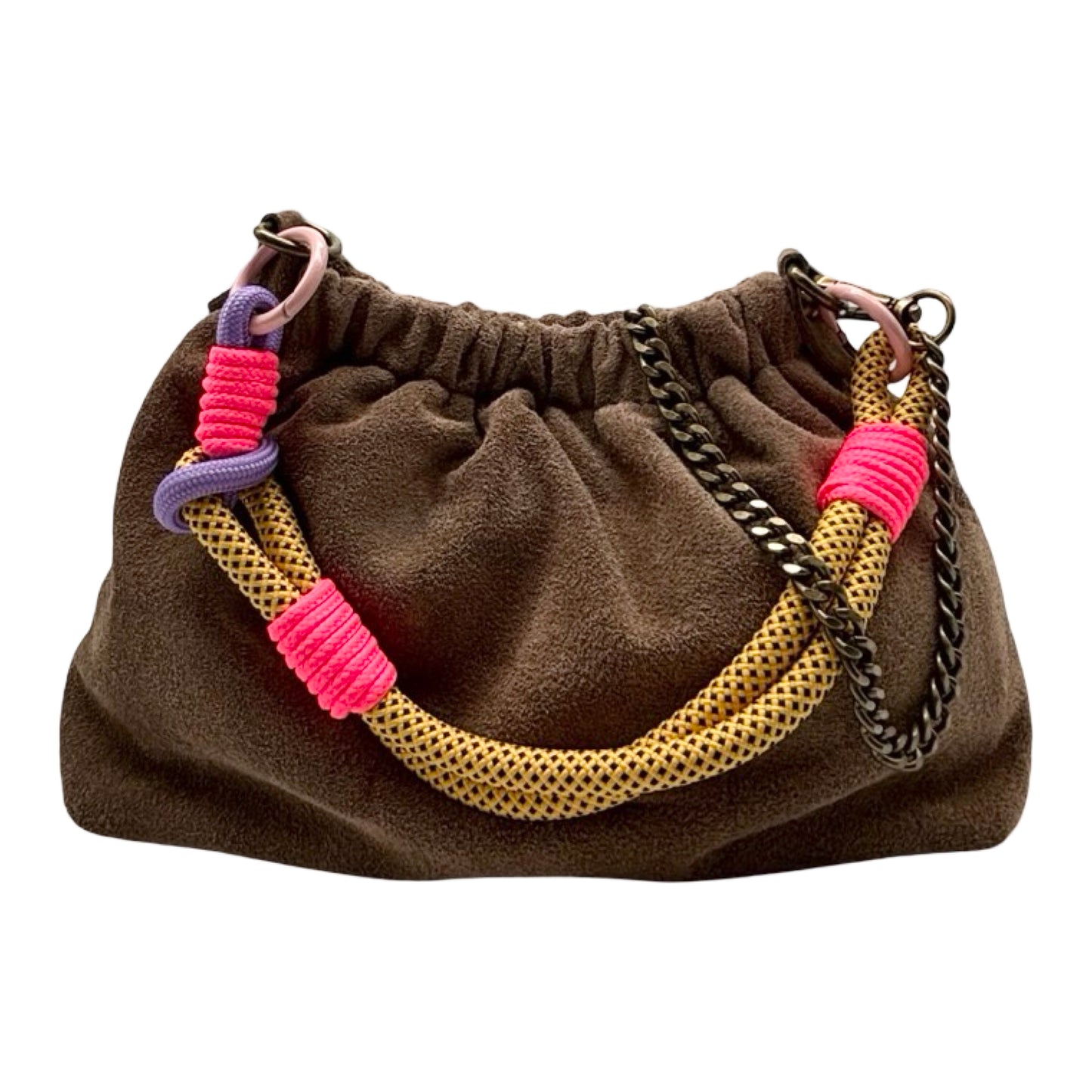 SAC DOUBLE BANDOULIERE CUIR SUEDE PLISSA