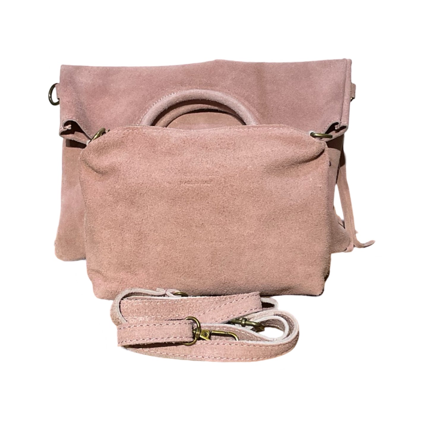 SAC CUIR SUEDE FRANGE POIGNAT