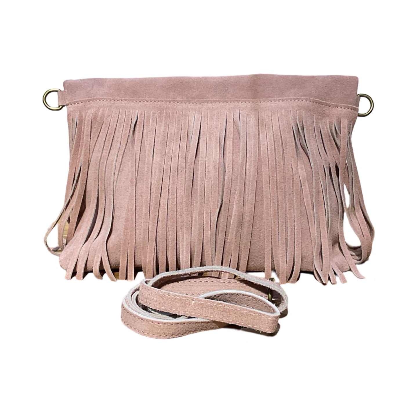 SAC CUIR SUEDE FRANGE POIGNAT