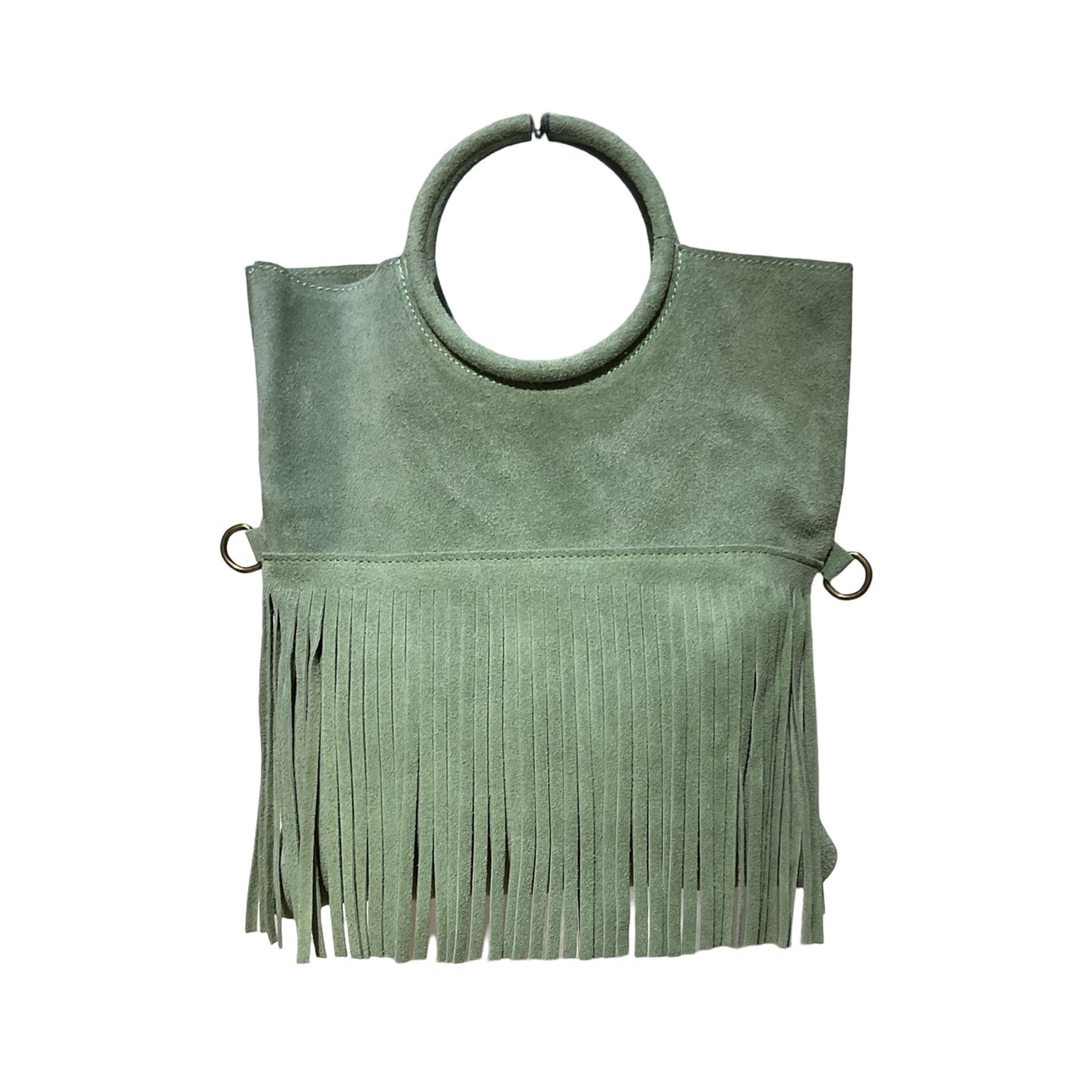 SAC CUIR SUEDE FRANGE POIGNAT