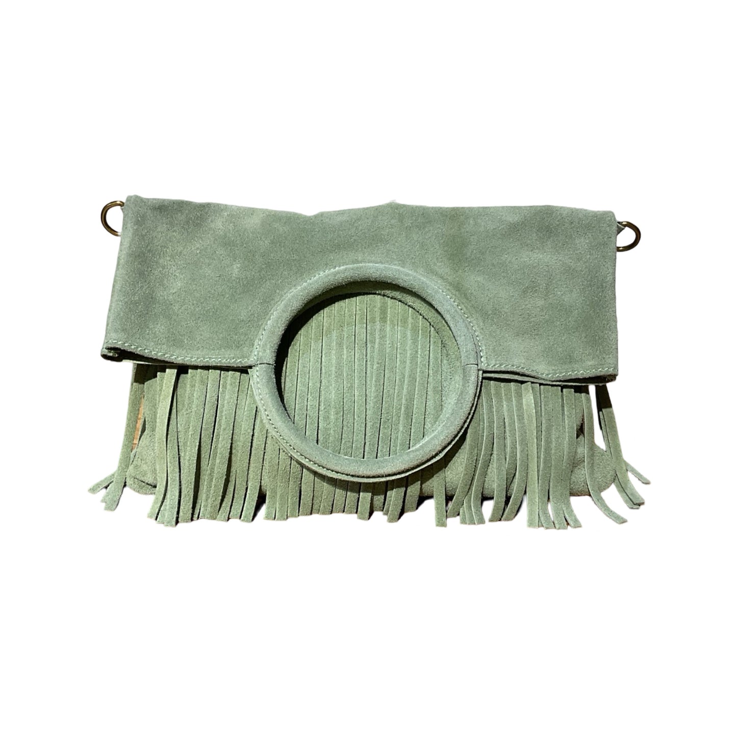 SAC CUIR SUEDE FRANGE POIGNAT