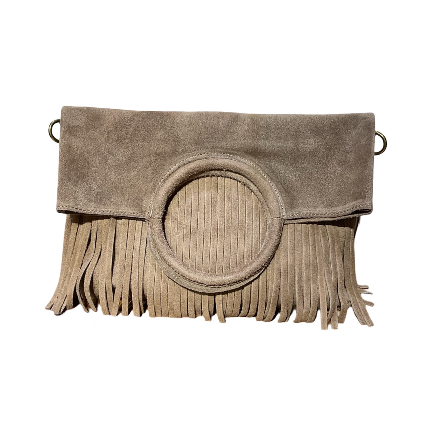 SAC CUIR SUEDE FRANGE POIGNAT