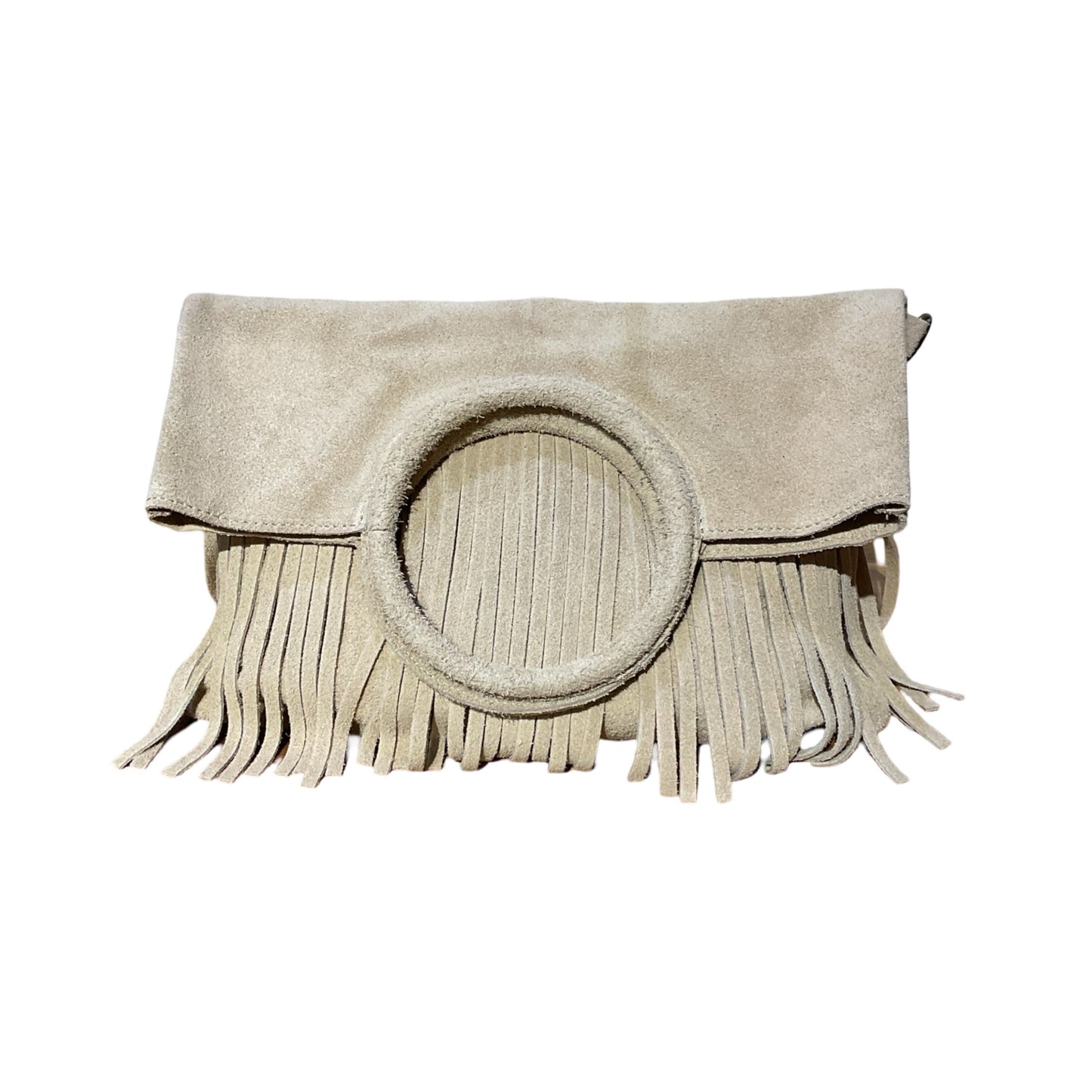 SAC CUIR SUEDE FRANGE POIGNAT