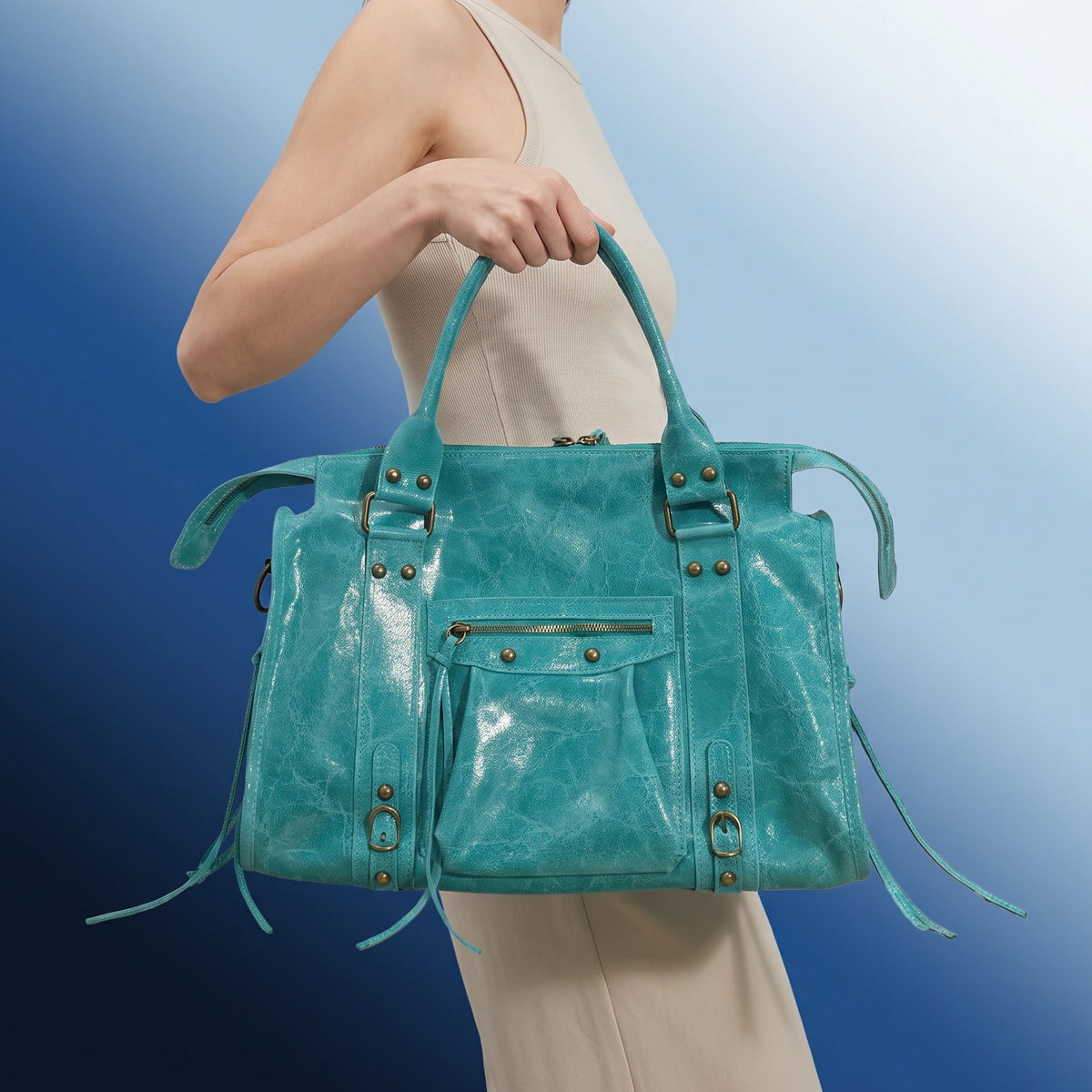 SAC CUIR GLOSS CAPUCINE L