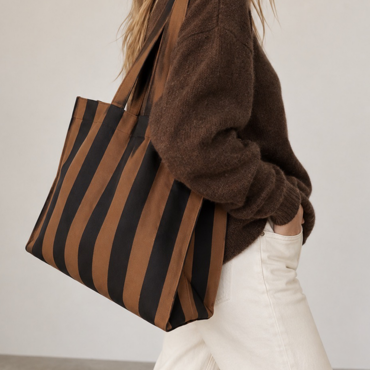 Sac cabas tricot rayures