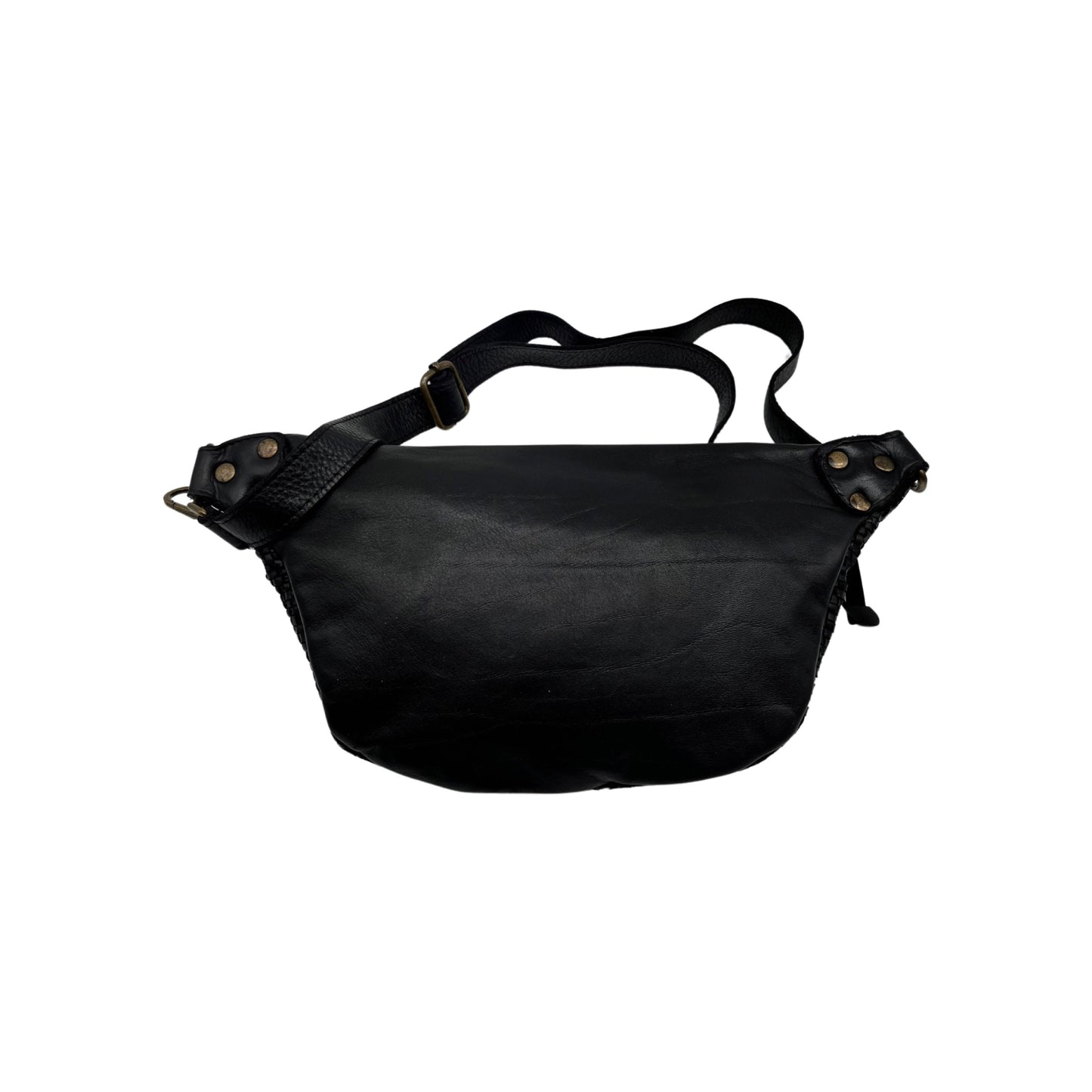 LUNA SCHWARZE GÜRTELTASCHE AUS GEFLOCHTENEM, GEWASCHTEM LEDER