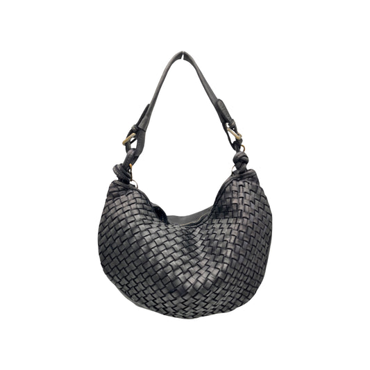 SAC PORTE EPAULE CUIR WASHED TRESSE ALTEA NOIR
