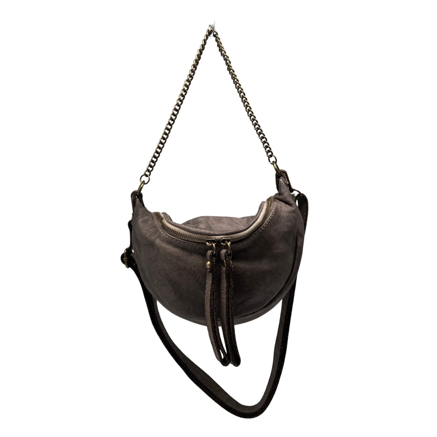 SAC BANANE CUIR WASHED LORRAINE TAUPE