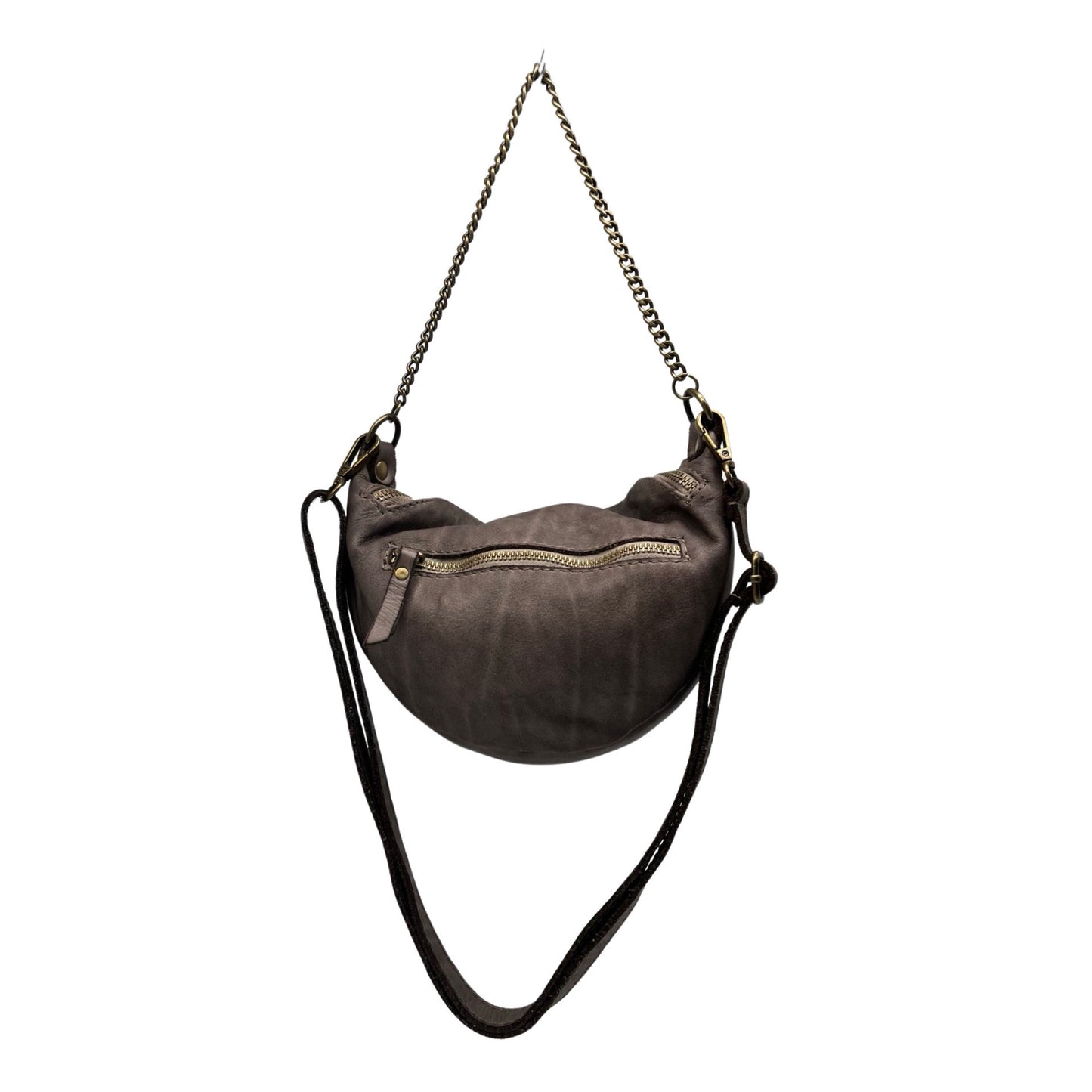 SAC BANANE CUIR WASHED LORRAINE TAUPE