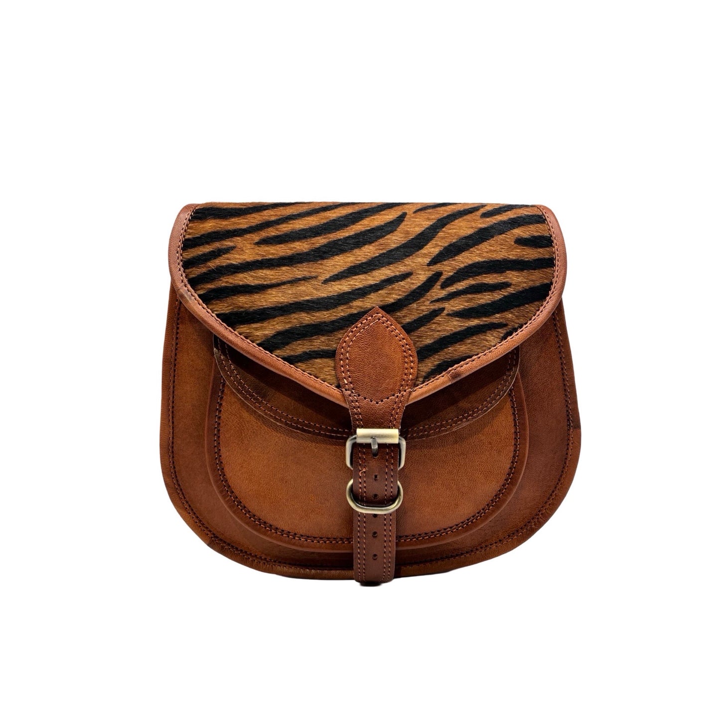 SAC BANDOULIERE CUIR PRIYA FINITION ZEBRE