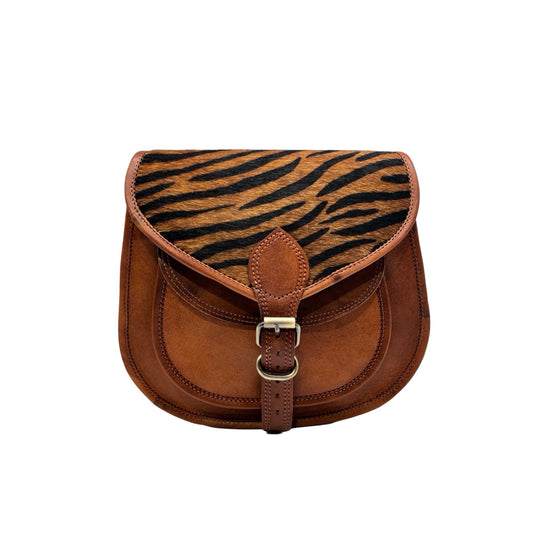 SAC BANDOULIERE CUIR  PRIYA FINITION ZEBRE
